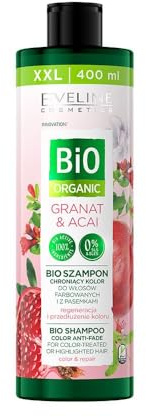 Eveline Cosmetics Bio Organic Color Protect Shampoo für gefärbtes und gesträhntes Haar - 400ml - Natürliche Formel mit Granatapfel- & Acai-Extrakten, Gojibeeren, SLS-frei