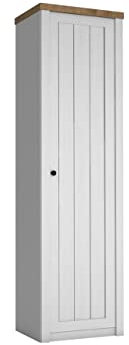 Drehtürenschrank Provence S1D PR12 mit Kleiderstange und 2 Schubladen, Kleiderschrank, Garderobenschrank, Naturtöne, Farbauswahl, Schrank für Diele & Flur (Kiefer Andersen / Eiche Lefkas Dunkel)