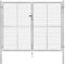 vidaXL Gartentor Gartentür Zauntor Gartenpforte Zauntür Hoftor Gartenzaun Tor Doppeltor Flügeltor Doppelflügeltor Verzinkter Stahl 306x250cm Silbern