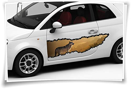 Medianlux Auto-Aufkleber Seitenstreifen Wolf Wölfe Augen Wald Airbrush Folie Tuning Car-Wrapping Luftkanalfolie Digitaldruck Folierung