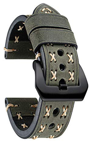 BINLUN Lederarmband Uhrenarmband 20mm 22mm 24mm 26mm Uhrenarmbänder für Herren Damen Smartwatch Armband 20mm 22mm 24mm X-Form Uhrband Schnellverschluss Ersatzarmbänder Boho Handgefertigt Watch Armband
