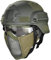 WLXW Mich 2000 Stil ACH Taktische Helm Mit Protect Ear Faltbare Doppelriemen Halb Gesicht Mesh Maske & Schutzbrille, Für Airsoft Paintball Gun,Grün