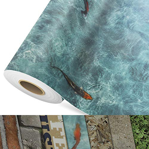Revêtement de sol CV Koi - Revêtement de sol en PVC extra résistant à l'abrasion (expansé) - Impression photo - Carpes koï - Surface structurée - Vendu au mètre (100 x 550 cm)