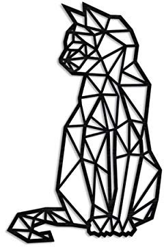 Katze 46 cm Wanddeko Holz Katze Wanddekoration Katze Deko Wall Art Geometrische Ornamente Minimalistische Wandkunst Hängende Dekoration Cat Decoration Wall