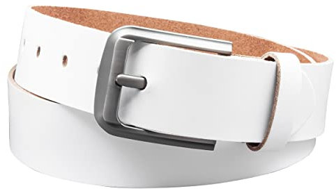 Vascavi Ledergürtel, 4 cm breit, Echtes Leder, Unisex Gürtel für Damen und Herren, MADE IN GERMANY, AM55-SL-Weiss-85