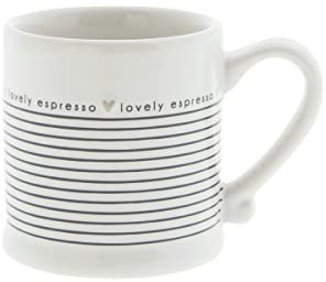 Bastion Collections Espressotasse Stripes lovely espresso Keramiktasse weiss schwarz Keramikgeschirr BC Küche gedeckter Tisch, RJ/ESPRESSO 018 BL