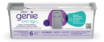 Litter Genie Easy Roll Nachfüller, Katzenstreu Entsorgungssystem, ultimative Geruchskontrolle, mühelose Reinigung, 1 Nachfüllpack mit 24 Beuteln