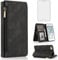 Compatible with iPhone 7/8/SE 2020/2022 Wallet Case Tempered Glass Screen Protector Zipper Flip Cover Card Holder Stand Phone for iPhone7 iPhone8 SE2020 SE2022 2/2nd/3/3rd Generation SE2 SE3 Black