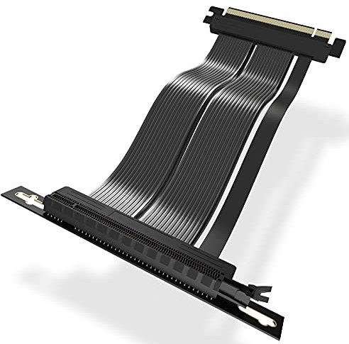 AsiaHorse PCIE 4.0 16X GPU Riser Kabel, Ultra-Flexible PCIE 4.0 GPU Extension Cable mit Schneller Geschwindigkeit, Gen.4 Riser Cabel vom Mainboard bis zu GPU 4.0 Riser Kabel, 90°, 25CM, Schwarz