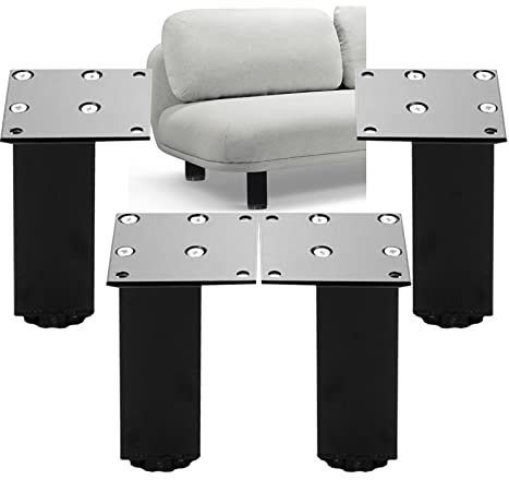 Möbelfüße einstellbar möbelfüsse gebürstetes Schwarz Möbelbeine Aluminiumlegierung Platz Schrankfüße Metall Sofa quadratisch Bettbeine,Tisch,bankfuesse,4 Stück,Lager 150kg/1 Schrankfuß (100mm)