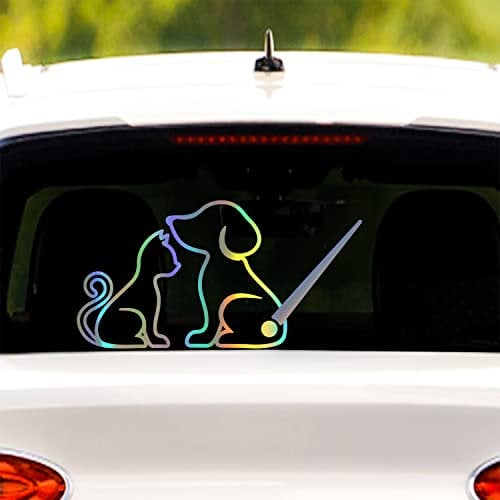 Iprokiu Cute Dog and Cat Rear Wiper Sticker for Car Cartoon Animal Funny Puppy Moving Tail Waving Wiper Sticker Rear Window Decal Waterproof Windshield Wiper Decal Car Truck Wall Decor (Dazzle Color)