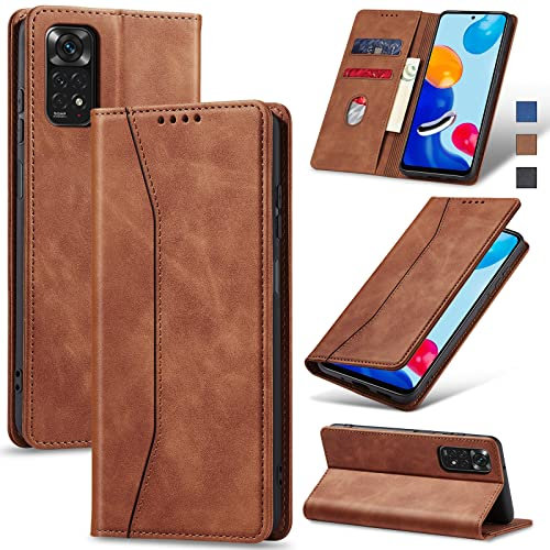 Jasonyu Coque pour Xiaomi Redmi Note 11 4G / Redmi Note 11S 4G Flip Étui en cuir PU Magnétique Portefeuille avec fentes cartes