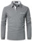 APAELEA Poloshirt Herren Langarm Streifen T-Shirt Baumwolle Casual Polohemd für Männer,Grau,M