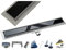AQUA HEATING linearer Bodenablauf Gehärtetes Glas Edelstahl superflach Komplettset für Badezimmer mit bodengleicher Dusche, Duschrinne Ablaufgarnitur-Set, Duschablauf mit Siphon 70 cm schwarz