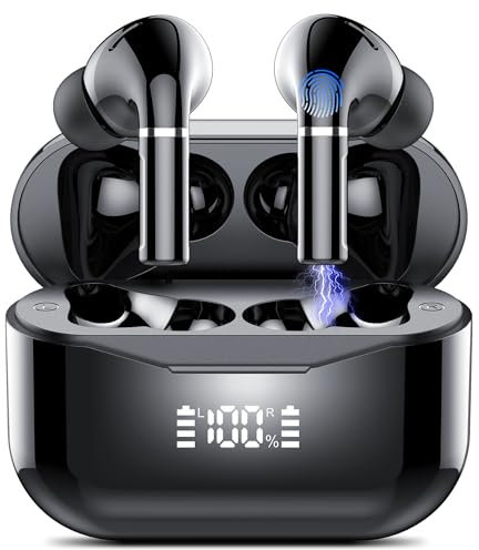 WUYI Auriculares Inalámbricos Bluetooth 5.3, Estéreo de Alta Fidelidad, Pantalla LED, 48 Horas de Reproducción, IP7 a Prueba de Agua