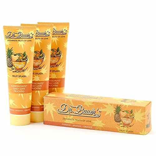 Dr. Bauer's Fruits of Love Fruit Splash Zahnpasta, Zahncreme, 3er Pack | mit tollen Geschmacksrichtungen