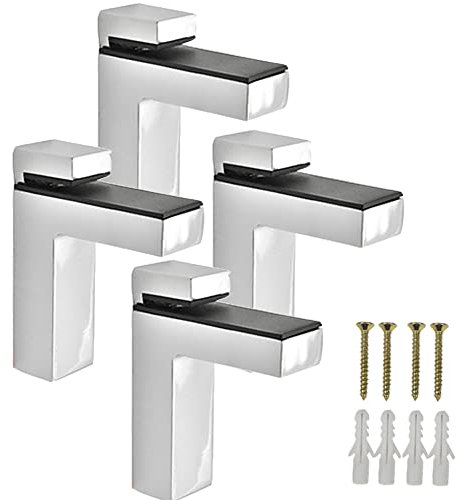 4 Stück Regalbodenhalter Glasbodenträger Stabile Regalträger für 3-28mm Dicke Glas und Holz Regal, Bodenträger Regalhalter, M