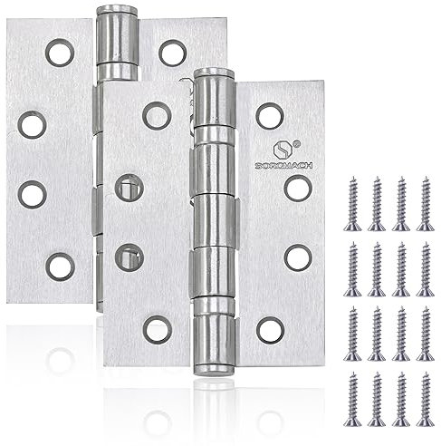 2 Stück Scharnier, 100x76x2.5 mm Satin-Nickel Türscharniere für Holztüren Scharniere Klappbar für Innen- und Außentüren von Geschäftsgebäuden