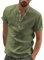 YAOBAOLE Chemise Homme Lin Chemises Col Mao pour Hommes Grande Taille Chemisette Leger pour Hommes Été Casual T Shirt Vetement Homme Vert Armée 3XL