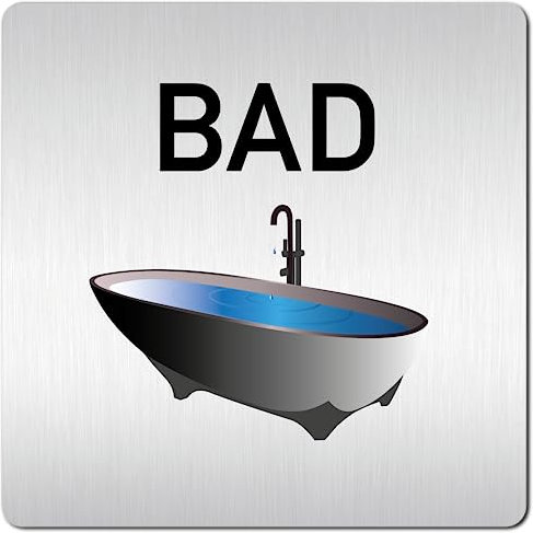 Türschilder24 XXL Schild - Türschild • 125 x 125 mm • Bad - Badezimmer • 1,5 mm Aluminium Vollmaterial • 100% Made in Germany (Bad Blau)