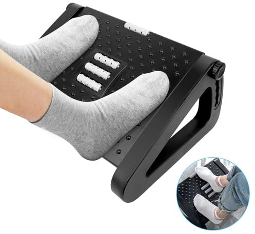 VFANDV Fußstütze Schreibtisch, Schreibtisch-Füßstütze mit Massagefunktion 6 Höhenverstellbar Fußbank, Rutschfest Footrest für Büro und Zuhause