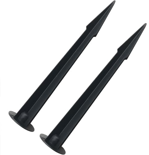 CHENJIN 2PCS LED Spike Light Bracket 265x53MM Metal Ground Stake for Outdoor Landscape Spot Flood Pathway Solar Replacement Light Parts Lawn Lamp Black