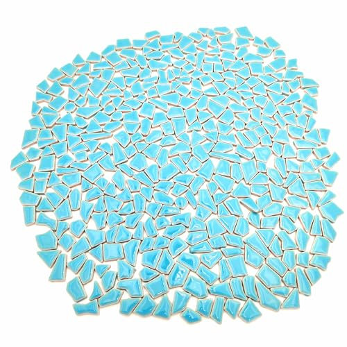 Piastrelle per mosaico irregolari in ceramica, 500 g, 0,5 x 2 cm, piccoli mosaico, pietre per fai da te, mosaico, artigianato, hobby, arte, decorazione da parete della casa (celeste)