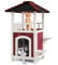 COSTWAY Katzenhaus Outdoor Winterfest, Katzenhütte Holz mit 2 Etagen, Katzenhöhle mit Terrasse & Asphaltdach & Vorhang & 2 Sprungtürmen, Katzenvilla draußen, Holzhütte für Katzen, 58 x 50 x 87 cm