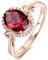 LAIFULA 14K Rose Gold Ruby Rings for Women's,Oval Cut Red Cubic Zirconia Engagement Anniversary Ring Gifts Size S