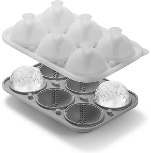 Nax Caki 3D-Baseball-Eiswürfelform, groß, Baseball-Silikon, lustige Formen, Whiskey-Eisform mit Trichter für Cocktails, Bourbon, Brandy, Whiskey, Geschenke für Männer