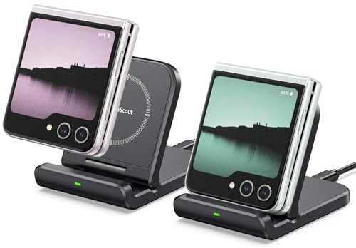 Wireless Charger for Samsung Z Flip 7(2 Pack), Foldable Wireless Charging Stand for Galaxy Z Flip 7 FE/6/5/4/3, Charging Station for Moto Razr, SwanScout 501S (No Adapter)