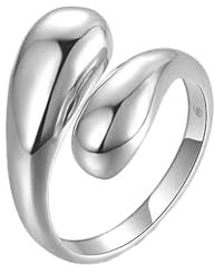 Comforso Damenringe aus 925er-Sterlingsilber, schlichte Ringe für Damen, verstellbare Fingerringe, Tropfenring für Damen und Herren (Silber)