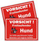 2 Stück Achtung Hund Schild (30 x 20 cm - 3 mm) - Warnung vor dem Hund Schilder - Schild Hund Warnung aus hochwertigem Kunststoff - Hundeschilder Warnung