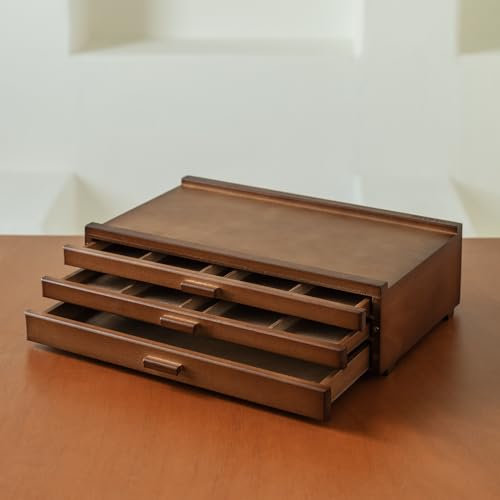MEEDEN PRO 3 Drawers Artist Supply Storage Box - Solid Beech Wood Art Supply Storage Box - Portable Organizer Drawers for Pastels, Pencils, Pens, Brushes
