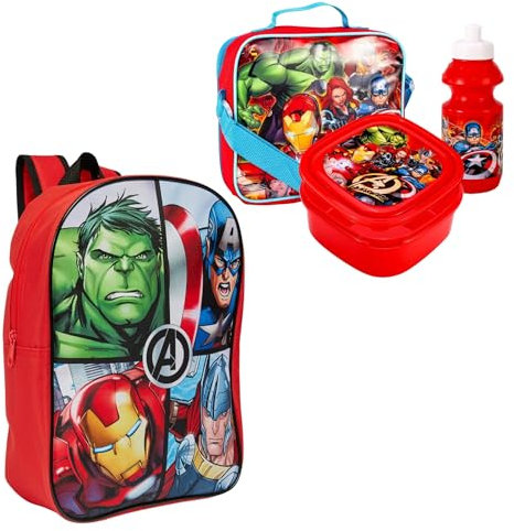 Juego de mochila y lonchera de Los Vengadores para niños pequeños y lonchera para niños. Lonchera para niños y bolsa de almuerzo para niños, loncheras para niños y mochila para niños