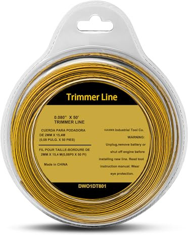 50ft X 0.08 Inch - DWO1DT801 String Weed Trimmer Line for Dewalt Cordless Battery Bump Feed String Grass Trimmer Lawn Edger Spool Lines DCST920 DCST922 DCST925 DCST970B DCST972 DCST990B - DWO1DT802