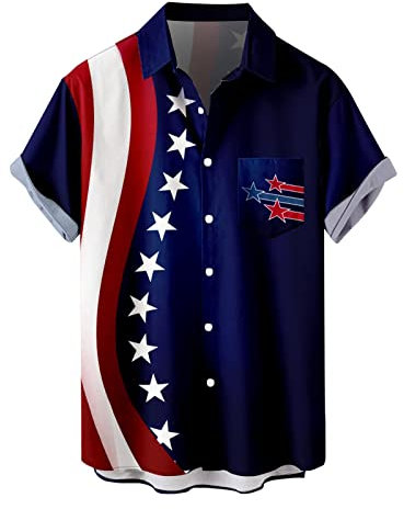 DGZTWLL Tank-Tops für Herren, USA-Flagge, 4. Juli, amerikanisch, rot und weiß, gestreift, patriotisches T-Shirt, Größe M, L, XL, XXL, 3XL, Dunkelblau, 5X-Groß