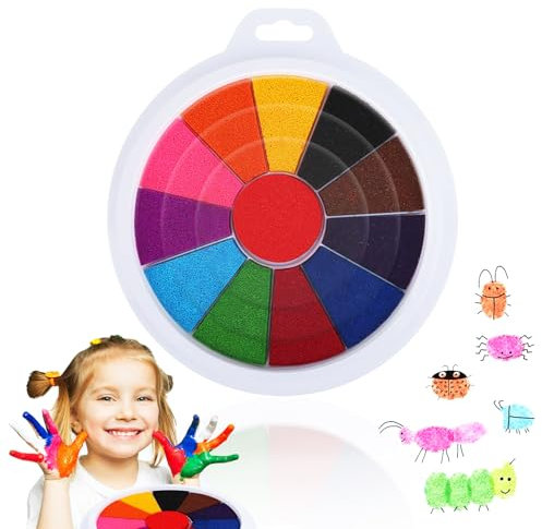 NVIYAM Stempelkissen Bunt, 12 Farben ingerabdruck Stempelkissen, Stempelkissen Kinder, Ungiftige Abwaschbar und Kindersicher Tinte für DIY, Kinder Geburtstags und Stoff Malerei