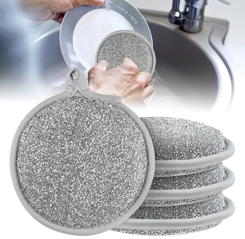 Maxmoc Spülschwamm, Küchenschwamm, Wire Dishwashing Rags zum Nass & Trocken, Wiederverwendbar Topfreiniger Putzlappen, 4 Stück Geschirrspüllappen aus draht für Küche Haushalt