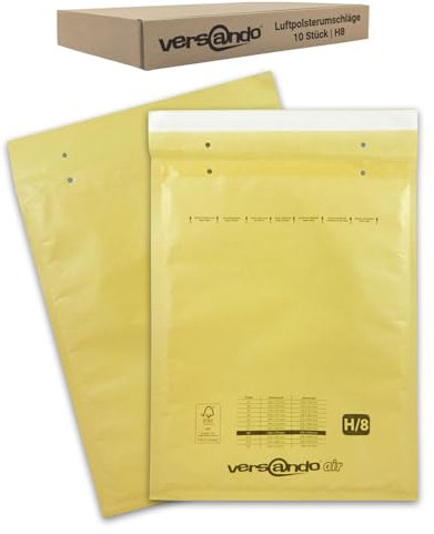 versando 10x H8 Luftpolsterumschläge Innenmaß 270 x 360 mm Außenmaß 290 x 370 mm braun/goldgelb für DIN B4