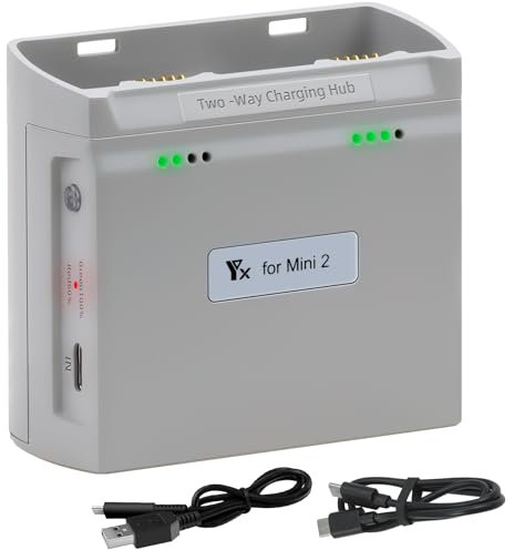 LYONGTECH Akku Ladegerät für DJI Mini 4K,2/2 SE,Mini SE,Parallel Akkuladestation,Charger Hub,Charging 2 Batteries Drohne Zubehör