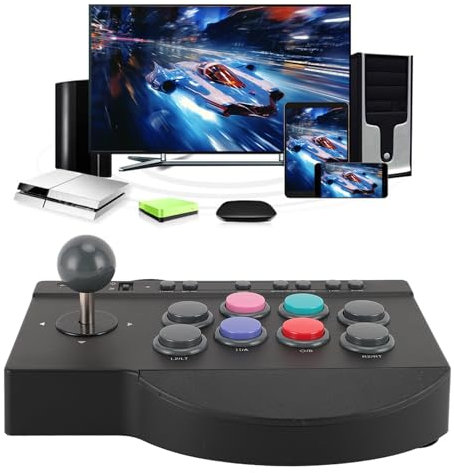Annadue ArcadeStick für 8 Tasten ArcadeFight Stick Joystick mit Turbo Makrofunktionen, Dual Mode Steuerung Arcadecontroller Street Fight für Android TV Box für für