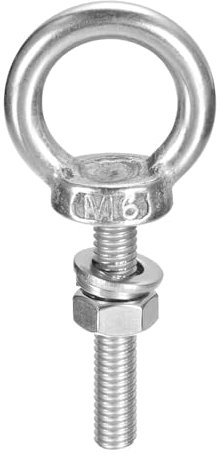 sourcing map Lifting Eye Bolt, 1 Set M6 x 30mm Eye Bolt with Nut Washer 304 Stainless Steel Shoulder Lifting Ring Eye Bolt for Hanging Item