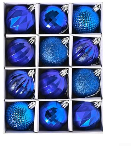 Buntes Weihnachtskugel-Set enthält 12 PVC-Weihnachtsschmuck für verschiedene Anwendungen (blau)
