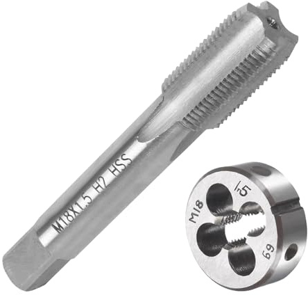 Fleymu M18 X 1,5mm Metrico Maschi e Filiere, Kit di maschiatura e filettatura HSS Maschi a Mano Destra Filettatura, Strumenti per Filettatura per La Lavorazione del Legno e del Metallo