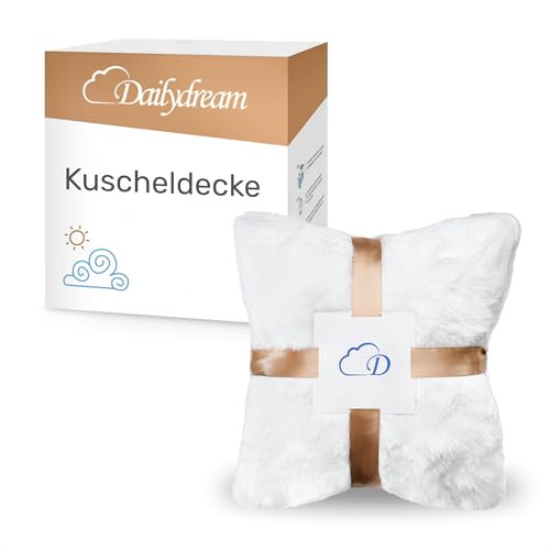 Dailydream Kunstfell Kuscheldecke - Wohndecke Warm Weich Luxus Tagesdecke, 150x200cm, weiß