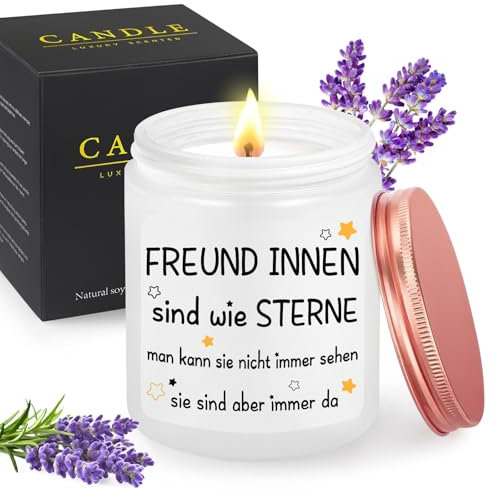 MOTONG Beste Freundin Geschenke, 200g Lavendel Aroma Kerze 30-38 Stunden Brenndauer, Geschenke für Freundin Partner Geschenk Beste Freundin Geburtstag Freundschaft