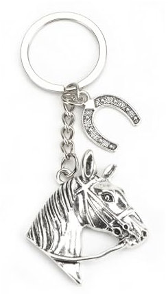 Tranbath Porte-clés personnalisé avec pendentif cheval et fer à cheval, cadeaux pour femmes, cadeau d'anniversaire pour maman, bonne amie ou pour se souvenir de moments spéciaux, argenté, S