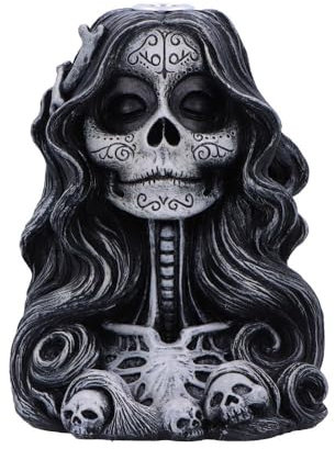 Nemesis Now Calavera's Offering Brûleur d'encens à refoulement Fontaine à fumée Tête de mort gothique Décor squelette mexicain peint à la main