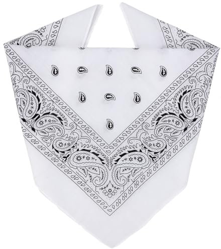 ZENO Weiß Bandana – 100% Baumwolle & Natürliche Fasern – Weiß Halstuch Ohne Polyester – Hochwertig, Weich, Langlebig & Waschmaschinenfest – Bandana Herren & Damen – Unisex & Kinder